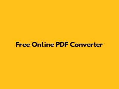 Free Online PDF Converter