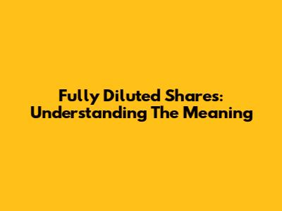 Fully Diluted Shares: Understanding The Meaning