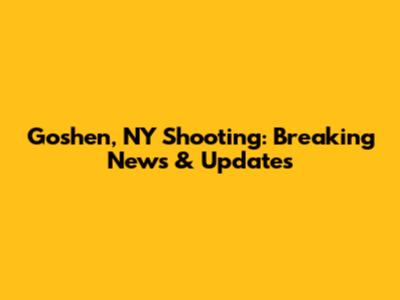 Goshen, NY Shooting: Breaking News & Updates