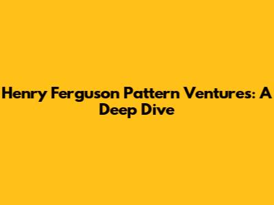 Henry Ferguson Pattern Ventures: A Deep Dive
