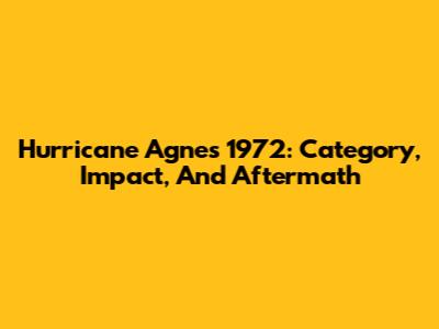 Hurricane Agnes 1972: Category, Impact, And Aftermath