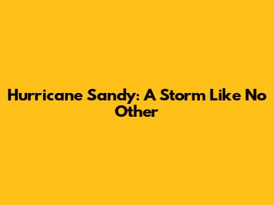 Hurricane Sandy: A Storm Like No Other