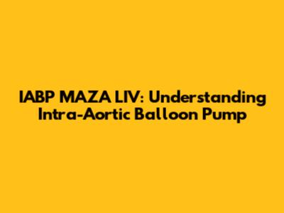 IABP MAZA LIV: Understanding Intra-Aortic Balloon Pump