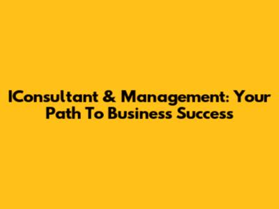 IConsultant & Management: Your Path To Business Success