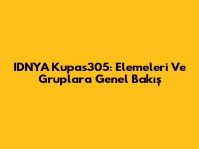 IDNYA Kupas305: Elemeleri Ve Gruplara Genel Bakış