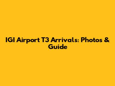 IGI Airport T3 Arrivals: Photos & Guide