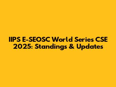 IIPS E-SEOSC World Series CSE 2025: Standings & Updates