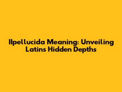 IIpellucida Meaning: Unveiling Latin's Hidden Depths