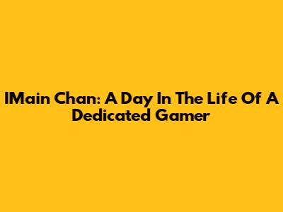 IMain Chan: A Day In The Life Of A Dedicated Gamer