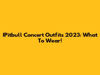 IPitbull Concert Outfits 2023: What To Wear!