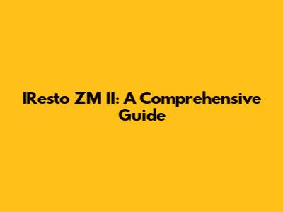 IResto ZM II: A Comprehensive Guide