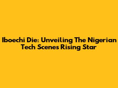 Iboechi Die: Unveiling The Nigerian Tech Scene's Rising Star