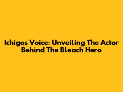 Ichigo's Voice: Unveiling The Actor Behind The Bleach Hero