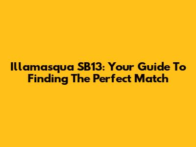 Illamasqua SB13: Your Guide To Finding The Perfect Match