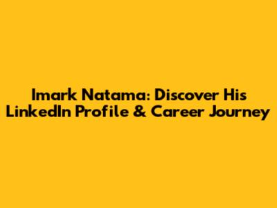 Imark Natama: Discover His LinkedIn Profile & Career Journey