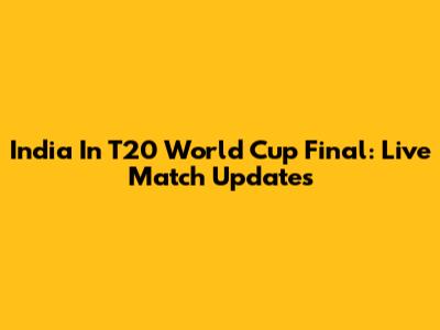 India In T20 World Cup Final: Live Match Updates
