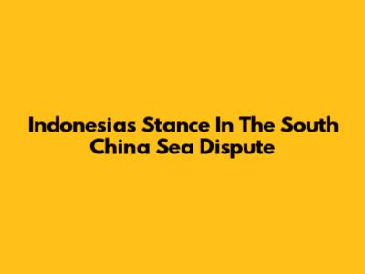 Indonesia's Stance In The South China Sea Dispute