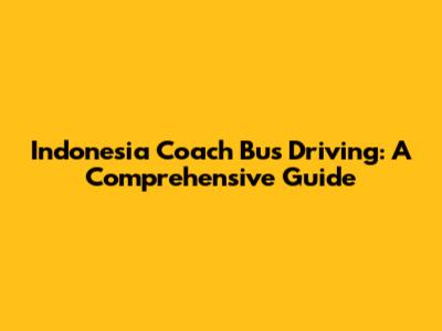 Indonesia Coach Bus Driving: A Comprehensive Guide