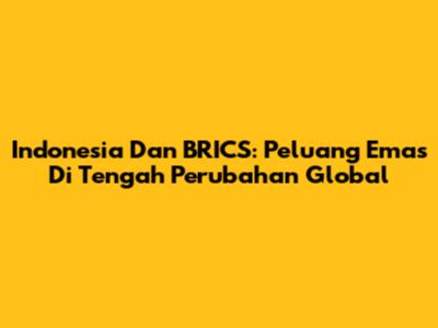 Indonesia Dan BRICS: Peluang Emas Di Tengah Perubahan Global