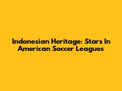 Indonesian Heritage: Stars In American Soccer Leagues
