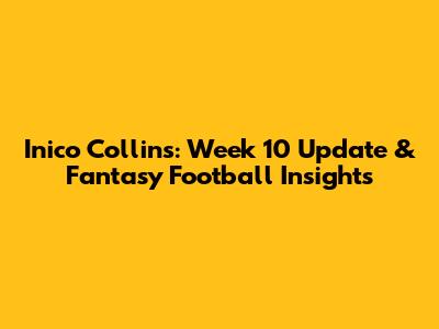 Inico Collins: Week 10 Update & Fantasy Football Insights