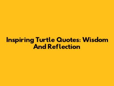Inspiring Turtle Quotes: Wisdom And Reflection