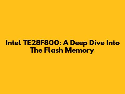 Intel TE28F800: A Deep Dive Into The Flash Memory