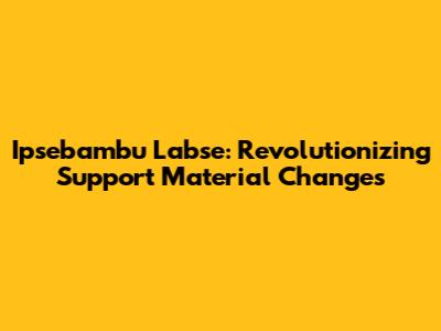 Ipsebambu Labse: Revolutionizing Support Material Changes