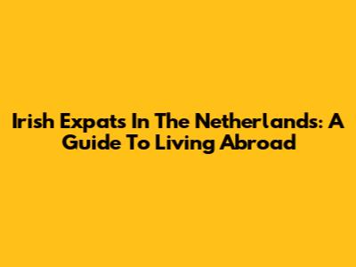 Irish Expats In The Netherlands: A Guide To Living Abroad