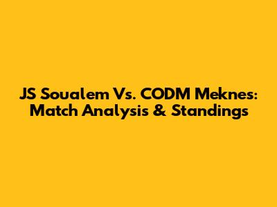 JS Soualem Vs. CODM Meknes: Match Analysis & Standings