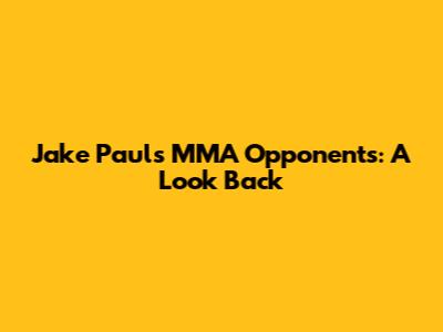 Jake Paul's MMA Opponents: A Look Back