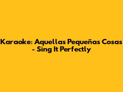 Karaoke: Aquellas Pequeñas Cosas - Sing It Perfectly
