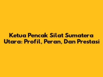 Ketua Pencak Silat Sumatera Utara: Profil, Peran, Dan Prestasi