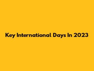 Key International Days In 2023