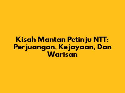Kisah Mantan Petinju NTT: Perjuangan, Kejayaan, Dan Warisan
