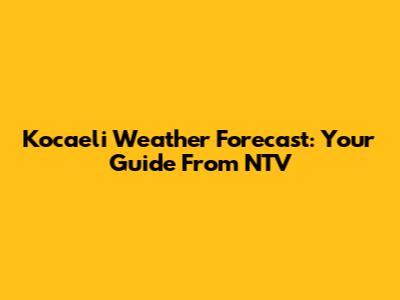 Kocaeli Weather Forecast: Your Guide From NTV