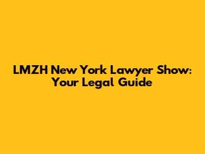 LMZH New York Lawyer Show: Your Legal Guide