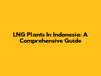 LNG Plants In Indonesia: A Comprehensive Guide
