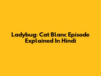 Ladybug: Cat Blanc Episode Explained In Hindi