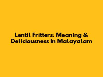 Lentil Fritters: Meaning & Deliciousness In Malayalam