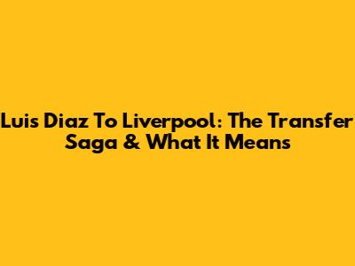 Luis Diaz To Liverpool: The Transfer Saga & What It Means