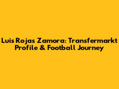 Luis Rojas Zamora: Transfermarkt Profile & Football Journey