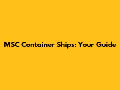 MSC Container Ships: Your Guide