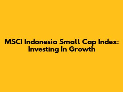 MSCI Indonesia Small Cap Index: Investing In Growth