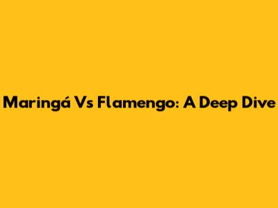 Maringá Vs Flamengo: A Deep Dive