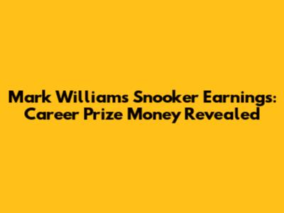 Mark Williams Snooker Earnings: Career Prize Money Revealed