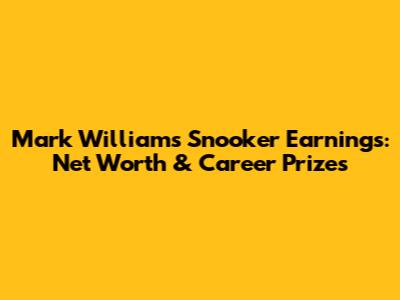 Mark Williams Snooker Earnings: Net Worth & Career Prizes
