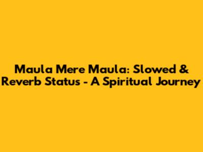 Maula Mere Maula: Slowed & Reverb Status - A Spiritual Journey