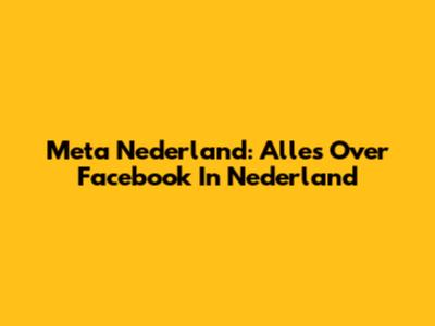 Meta Nederland: Alles Over Facebook In Nederland