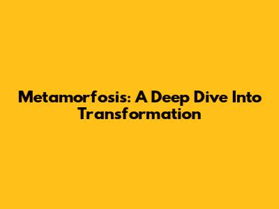 Metamorfosis: A Deep Dive Into Transformation
